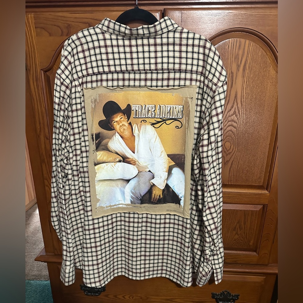 Trace Adkins upcycled flannel tee made by me One of a Kind